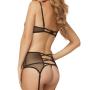 Seven 'til Midnight Double Dare Sheer Black Basque and G-String Set