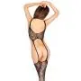 Passion Black Fishnet Crotchless Bodystocking with Open Front