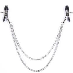 Bondage Boutique Adjustable Nipple Clamps with Double Chain