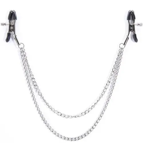 Bondage Boutique Adjustable Nipple Clamps with Double Chain