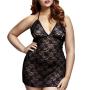 Baci Lingerie Plus Size Lace Babydoll with Peek-a-Boo Cups