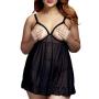 Baci Lingerie Plus Size Open Cup Black Polka Dot Babydoll