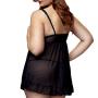 Baci Lingerie Plus Size Open Cup Black Polka Dot Babydoll