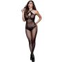 Baci Lingerie Fishnet and Lace Crotchless Halter Bodystocking