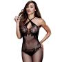 Baci Lingerie Fishnet and Lace Crotchless Halter Bodystocking