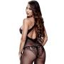 Baci Lingerie Fishnet and Lace Crotchless Halter Bodystocking