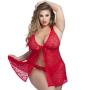 Worldgirl Plus Size Unwrap Me Red Lace Babydoll