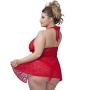 Worldgirl Plus Size Unwrap Me Red Lace Babydoll