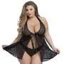 Worldgirl Plus Size Unwrap Me Black Lace Babydoll Worldgirl Plus Size Unwrap Me Black Lace Babydoll