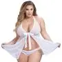 Worldgirl Plus Size Unwrap Me White Lace Babydoll