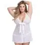 Worldgirl Plus Size Unwrap Me White Lace Babydoll
