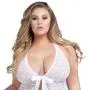 Worldgirl Plus Size Unwrap Me White Lace Babydoll