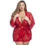 Worldgirl Plus Size Flaunt Me Red Lace Robe