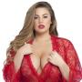 Worldgirl Plus Size Flaunt Me Red Lace Robe
