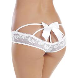 Escante Lace Bow Back White Cage Briefs