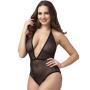 Worldgirl Crotchless Deep Plunge Black Mesh Body