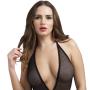 Worldgirl Crotchless Deep Plunge Black Mesh Body