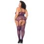 Worldgirl Plus Size Plum Fishnet and Lace Bodystocking