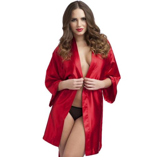 Worldgirl Short Red Satin Robe