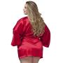 Worldgirl Plus Size Short Red Satin Robe