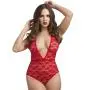 Worldgirl Crotchless Deep Plunge Red Lace Body