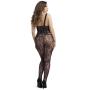 Worldgirl Crotchless Black Floral Lace Open Bust Bodystocking