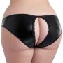 Worldgirl Plus Size Wet Look Open-Back Briefs