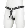 DOMINIX Deluxe Leather Harness with Butt Plug and Cock Cage