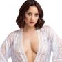 Worldgirl Flaunt Me White Floral Lace Robe