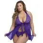 Worldgirl Plus Size Unwrap Me Purple Lace Babydoll