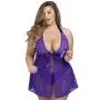 Worldgirl Plus Size Unwrap Me Purple Lace Babydoll