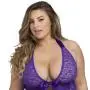 Worldgirl Plus Size Unwrap Me Purple Lace Babydoll