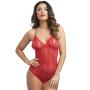 Worldgirl Red Crotchless Lace Peek-a-Boo Body
