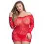 Worldgirl Plus Size Red Long Sleeve Lace Mini Dress Worldgirl Plus Size Red Long Sleeve Lace Mini Dress