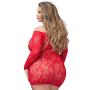 Worldgirl Plus Size Red Long Sleeve Lace Mini Dress