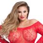 Worldgirl Plus Size Red Long Sleeve Lace Mini Dress