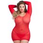 Worldgirl Plus Size Long Sleeve Red Mini Dress