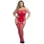 Worldgirl Plus Size Red Hourglass Suspender Bodystocking