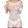 Lapdance White Crochet Long Sleeve Mini Dress