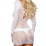 Lapdance White Crochet Long Sleeve Mini Dress