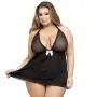 Worldgirl Plus Size Barely There Sheer Black Babydoll Set Worldgirl Plus Size Barely There Sheer Black Babydoll Set