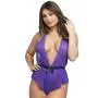 Worldgirl Barely There Sheer Purple Crotchless Teddy