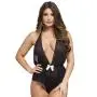 Worldgirl Barely There Sheer Black Crotchless Teddy