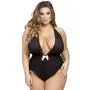 Worldgirl Plus Size Barely There Sheer Black Crotchless Teddy