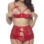 Oh La La Cheri Ribbon Tie Quarter Cup Bra and Suspender Set