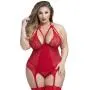 Worldgirl Plus Size Wild Romance Red Basque Set Worldgirl Plus Size Wild Romance Red Basque Set