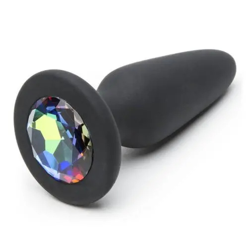 Glams Large Silicone Butt Plug with Rainbow Crystal 4 Inch Glams Large Silicone Butt Plug with Rainbow Crystal 4 Inch