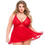 Worldgirl Plus Size Love Me Lace Red Soft Cup Babydoll Set