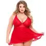 Worldgirl Plus Size Love Me Lace Red Soft Cup Babydoll Set Worldgirl Plus Size Love Me Lace Red Soft Cup Babydoll Set
