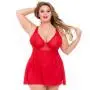 Worldgirl Plus Size Love Me Lace Red Soft Cup Babydoll Set Worldgirl Plus Size Love Me Lace Red Soft Cup Babydoll Set